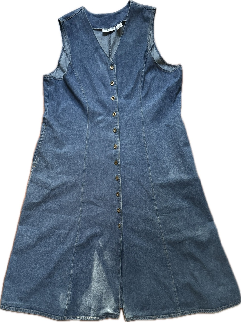 Alfred Dunner Blue Denim Button-Front Maxi Dress
